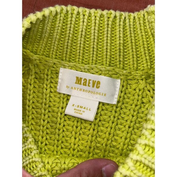 Maeve By Anthropologie Lime Green Ribbed Knit Pullover Sweater Women's Size XS - Picture 6 of 9